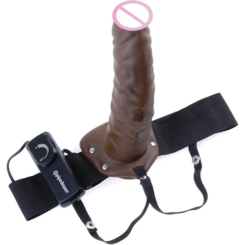 Полый страпон с вибрацией Fetish Fantasy Hollow Strap On 8", 20x4,5 см, коричневый