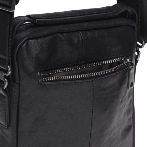 Мужская сумка через плечо Ricco Grande черная (K16458a-black): Материал Натуральная кожа
