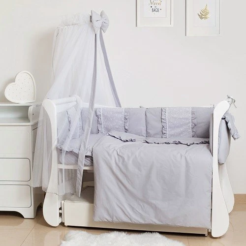 Постельный комплект 8 эл. Twins Romantic Spring collection 4024-TR-10, grey, серый: Тип постельный комплект