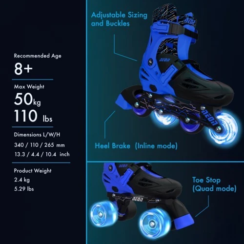 Ролики Neon Combo Skates синие 34-38 (NT10B4) фото 5