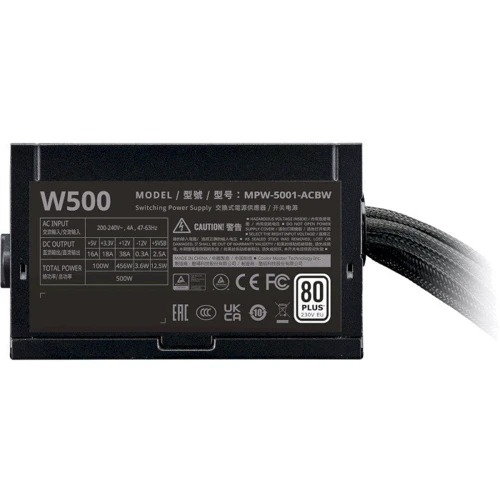 Блок питания Cooler Master ATX 500W (MPW-5001-ACBW-BE1): Модульные (съемные) кабеля Нет