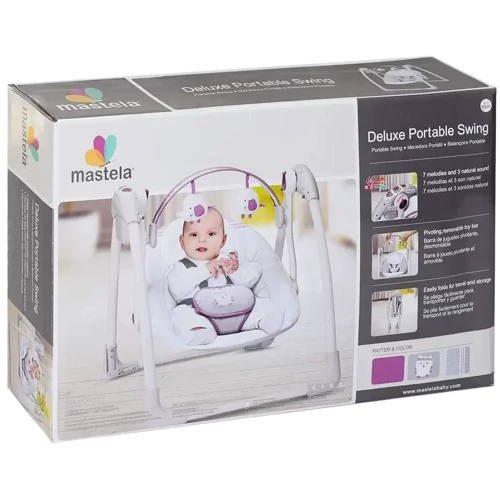 Кресло-качалка Mastela Deluxe Portable Swing Серо-фиолетовая (6505) фото 5