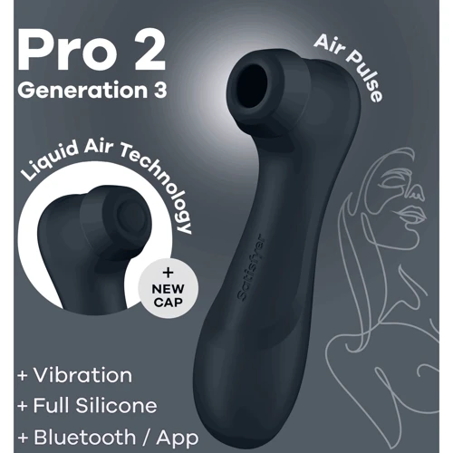 Вакуумный клиторальный стимулятор Satisfyer Pro 2 Generation 3 with Liquid Air Connect App Dark Grey