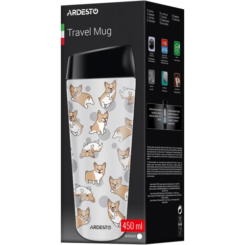 Термокухоль Ardesto Coffee Time Corgi 450 мл сіра (AR2645CR): Об'єм, мл 450