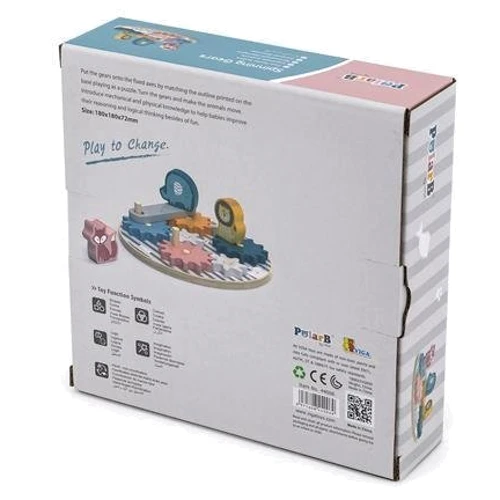 Деревянный игровой набор Viga Toys PolarB Шестеренки со зверятами (44006)