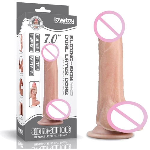Фаллоимитатор LoveToy Sliding-Skin Dual Layer Dong 7" Flesh