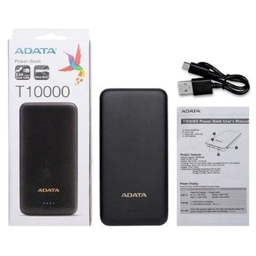 Зовнішній акумулятор Adata Power Bank T10000 10000mAh 10W Black (AT10000-USBA-CBK)