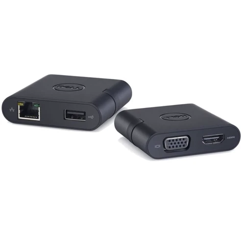 Адаптер Dell Adapter DA200 USB-C to HDMI+VGA+Ethernet+USB 3.0 Black (470-ABRY): Колір чорний