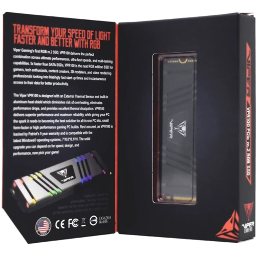 PATRIOT Viper VPR100 512 GB RGB (VPR100-512GM28H): Интерфейс подключения PCI-Express 3.0 (x4)