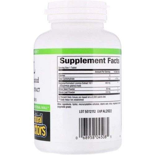 Natural Factors DGL Licorice Root Extract Корень солодки 90 жевательных таблеток: Форма выпуска Таблетки жевательные