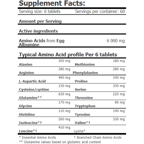 Амінокислота для спорту Amix EGG Amino 6000 360 tab / 60 servings: Смак Без вкуса