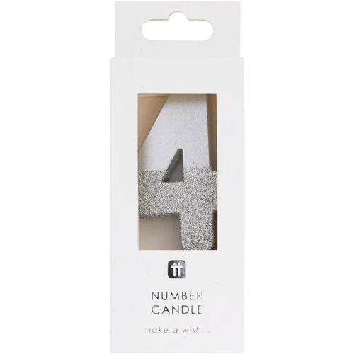 Сервировка стола Свечка-номер 4 Talking Tables Серебрянного цвета 1 шт (BDAY-CANDLE-SLV-4) фото 1
