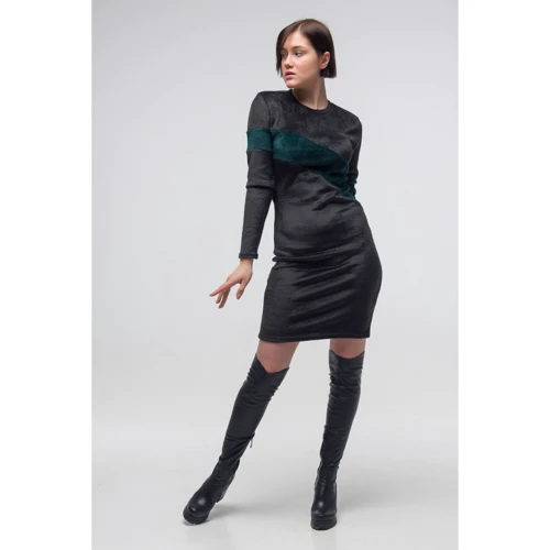 Платье FLFashion Махаон ТПМ 2813 42-44 черное повседневное до середины бедра: Длина рукава Длинный