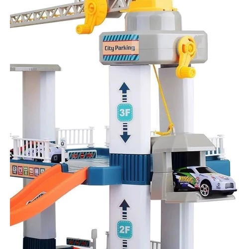 Гараж 3-этажный, лифт, кран (механический, магнитный крюк), машинки (A333-332F)