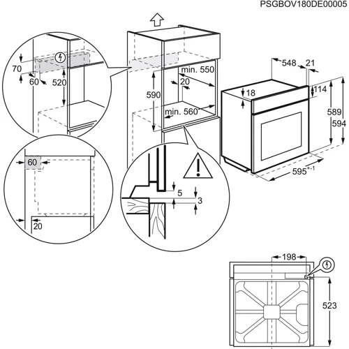Духовой шкаф электрический Electrolux EOA5454TOX: Мощность подключения, Вт 2980