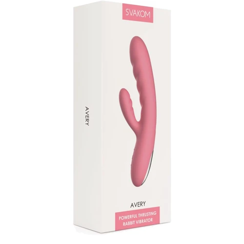 Вибратор-кролик Svakom Avery Strawberry Pink (с двигающимся стволом, движение вперед-назад)