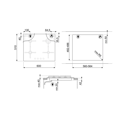 Варочная поверхность газовая SMEG PV164B2 фото 4