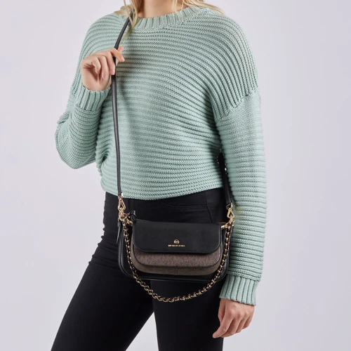 Женская сумка через плечо Michael Kors Jet Set Charm Md 4in1 Pouch Xbody черная (32H0GT9C8L292): Застежка Механическая