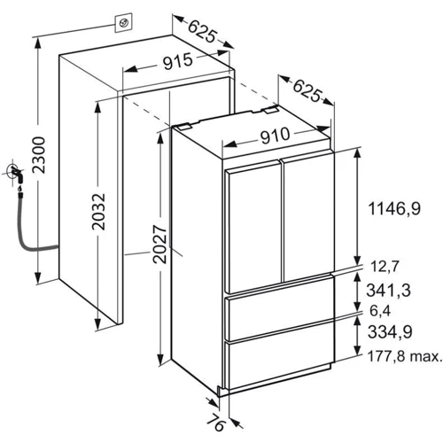 Холодильник Liebherr ECBN 6256 PremiumPlus: Размеры 91.5x203.3x62.5 см