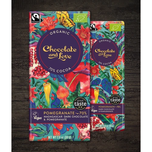 Чорний шоколад Chocolate and Love органічний з гранатом 70% какао 80 г (5060270122050)