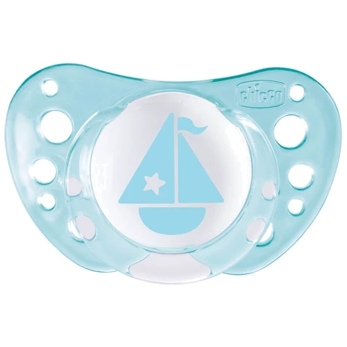 Пустышка Chicco Physio Air силиконовая от 0 до 6 месяцев Голубая 2 шт (75030.21.00.00): Форма соски анатомическая