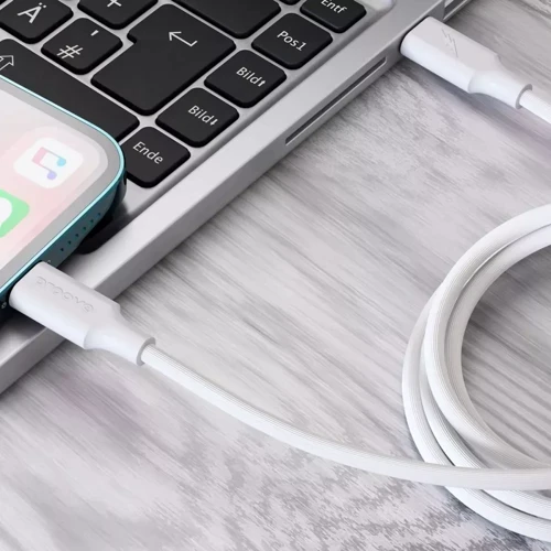 Кабель Proove Cable USB-C to Lightning Striped Silicone 1m White: Длина 1 м