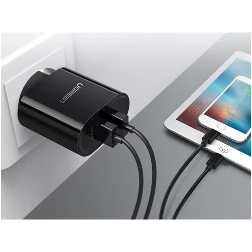 Зарядное устройство Ugreen Wall Charger 2xUSB CD104 3.4A Black (20383): Количество USB-портов 2
