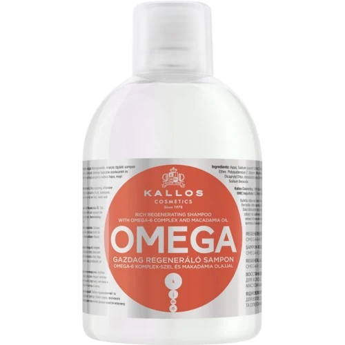 Kallos Cosmetics Omega Hair Shampoo Восстанавливающий шампунь для волос с комплексом Омега-6 и маслом макадамии 1000мл