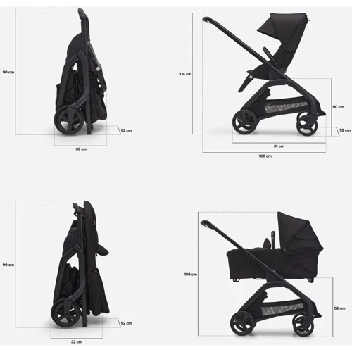 Прогулянкова коляска Bugaboo Dragonfly Black/Grey Melange (без капюшона) (100047023): Матеріал коліс полиуретан
