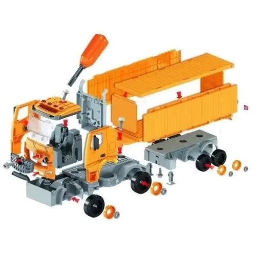Конструктор на саморезах Heavy Truck контейнеровоз, отвертка, св., зв., 74 дет. (YW9086A)
