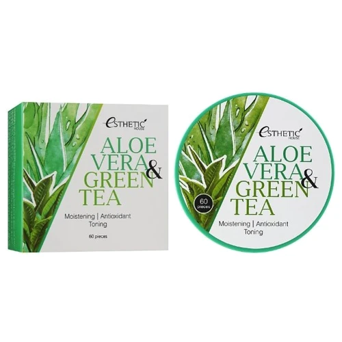Esthetic House Aloe Vera&Green Tea Hydrogel Eye Patch Увлажняющие гидрогелевые патчи для век с алоэ и зелёным чаем 60 шт