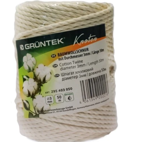 Шпагат Gruntek хлопковый 3мм х 50м: Тип Шпагат
