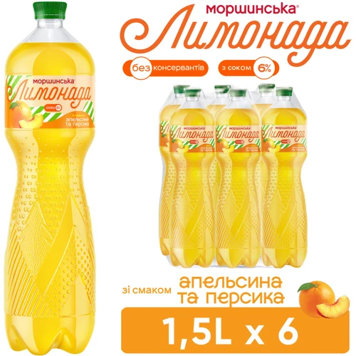 Напиток сокосодержащий Моршинська Лимонада со вкусом апельсина и персика 6х1.5 л (DS48200170027766): Страна производитель Украина