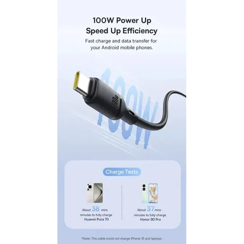 Кабель Baseus USB Cable to USB-C Silky Series 100W 1m Black (P10377703113-00) фото 4