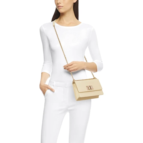 Женская сумка кросс боди Furla 1927 Mini Crossbody 20 Bafkaco кремовая (BAFKACOARE000DFM00): Тип ручки На цепочке, Плечевой ремень, Без ручки