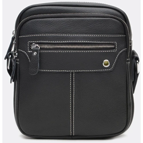 Мужская сумка через плечо Borsa Leather черная (K12221-black)