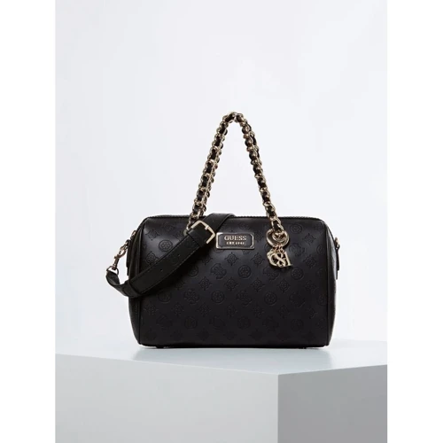 Женская сумка бочонок Guess Logo Love Box Satchel черная (HWSG7662060-BLA)