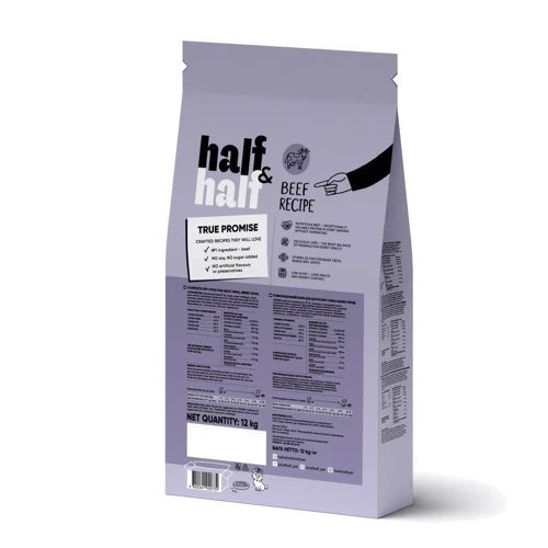 Сухой корм Half & Half для взрослых собак мелких пород с говядиной 12 кг (4820261920734): Вес упаковки 12 кг