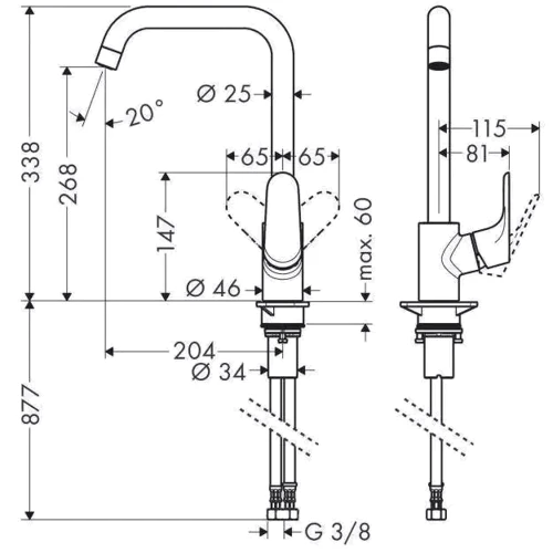 Змішувач HANSGROHE FOCUS M41 260 чорний матовий (31820670): Призначення Для кухні