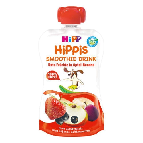 HIPP фруктовое смузи красные ягоды, яблоко и банан (4062300310476)
