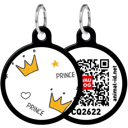 Адреснік WAUDOG Smart ID з QR-паспортом, малюнок "Корони", коло 30 мм, чорний (0630-0101-01)