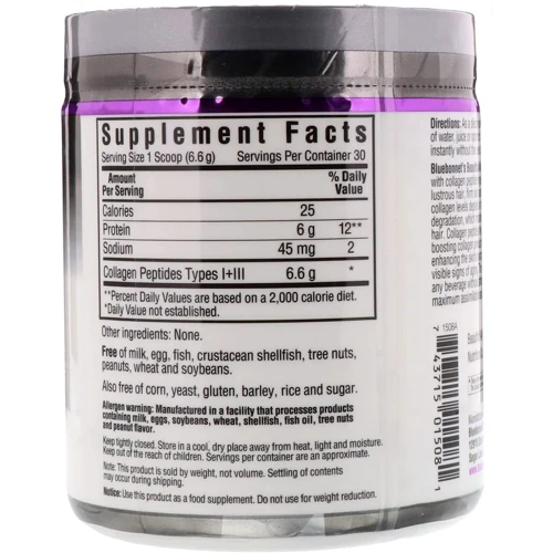 Bluebonnet Nutrition Beautiful Ally, Collagen Type I + III, 6.9 Oz (198 g) (BLB1508): Тип колаген