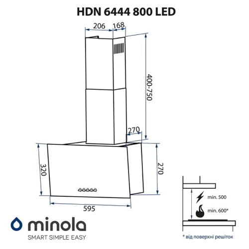 Вытяжка Minola HDN 6444 BL 800 LED фото 10