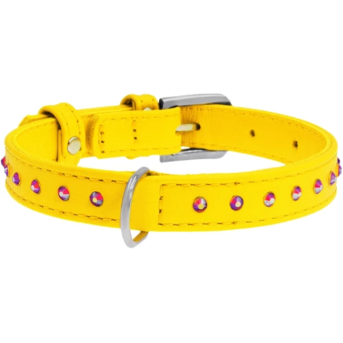 Нашийник WAUDOG Glamour з клейовими стразами 20 мм 30-39 жовтий (32788): Виробник WAUDOG