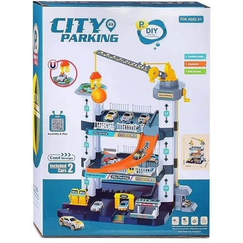 Гараж 3-этажный, лифт, кран (механический, магнитный крюк), машинки (A333-332F): Производитель Noname