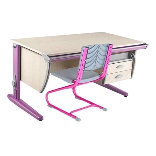 Стіл універсальний трансформований СУТ.15-03 (120 см * 61 см) + Тумба навісна ТСН.01-01 + Стілець СУТ.01 (пластик) клен / рожевий: Вік дитини від 6-ти років