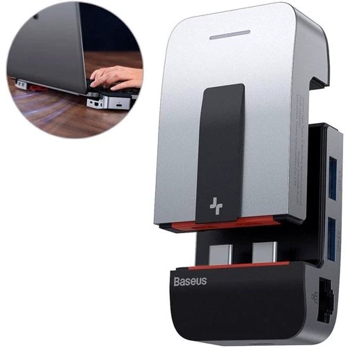 Адаптер Baseus Adapter Dual USB-C to 2хUSB + RJ45 + HDMI + 3.5mm Space Gray (CAHUB-AJ0G) фото 10