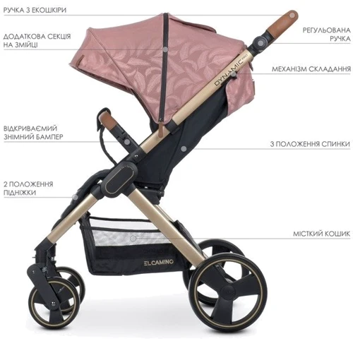 Прогулочная коляска El Camino Dynamic Pro Special Pink (ME 1053G-2 Special Pink): Материал колес EVA