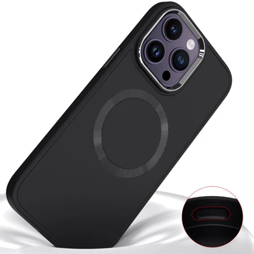 Чехол для iPhone TPU Case Bonbon Metal Style with MagSafe Black for iPhone 16: Материалы Термополиуретан