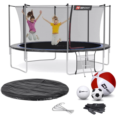 Батут Hop-Sport 14ft black/blue чорно-синій із внутрішньою сіткою 427 см фото 3